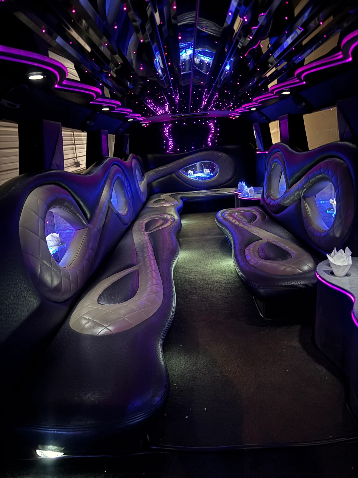 Closer look at the interiors of our luxurious prom limousine service.